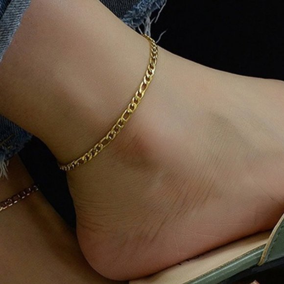 Jewelry - New Hollow Fiagro Link Chain Hollow Gold Ankle Bracelet Anklet
